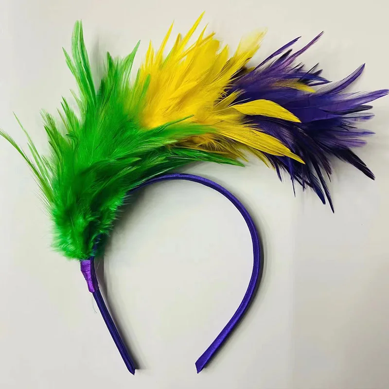 Vintage Feather Headband Women Fashion Hair Band Dance Party Hair Accessories Dance Stage Performance Holiday Carnival Decor