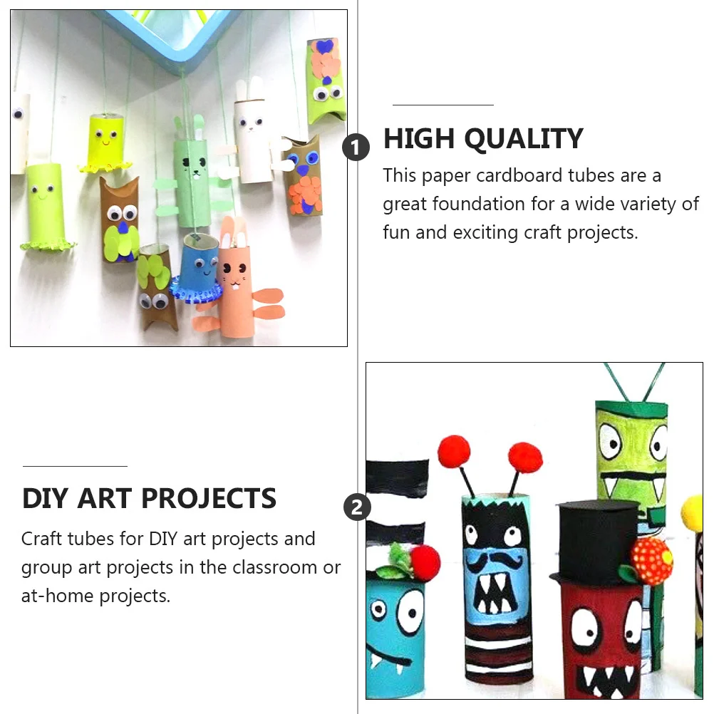 12 قطعة الحرفية DIY المواد أنابيب الورق المقوى لفات ورق الحرف الاطفال المشاريع الفنية الإبداعية ورقة أنبوب لفات أنابيب الورق المقوى