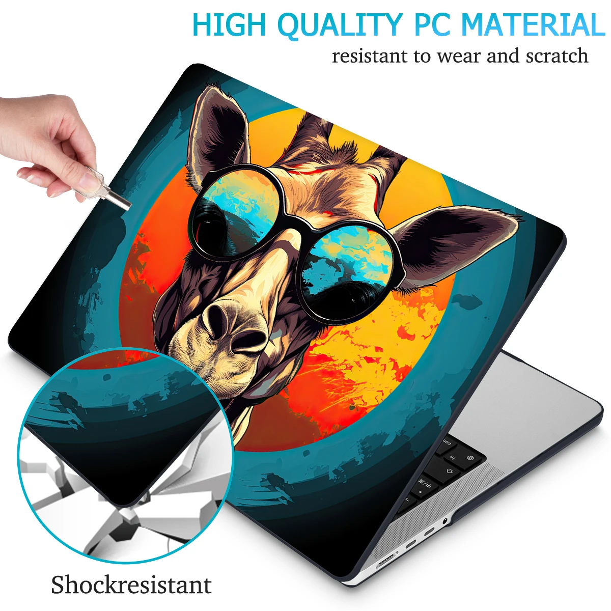 Sunglasses Giraffe Print Hard case for MacBook Pro 14 16 M3 2023 Air Pro 13 A2338 A2337 A2681 15 inch A2941 M2 Retina A2779