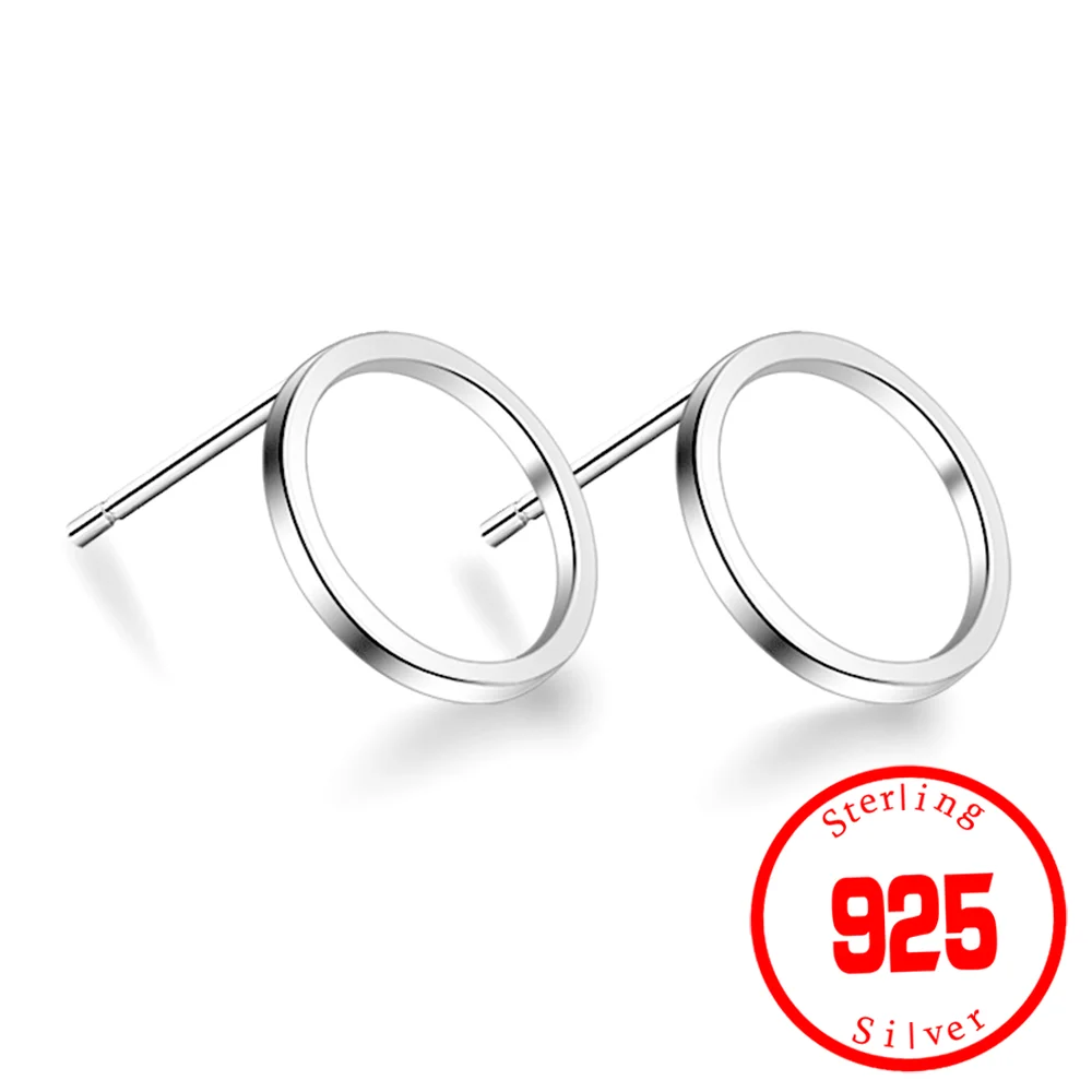 100% Pure 925 Sterling Silver Earrings Jewelry Round Circle Earrings For Women Girls Gift Brincos Pendientes de Prata