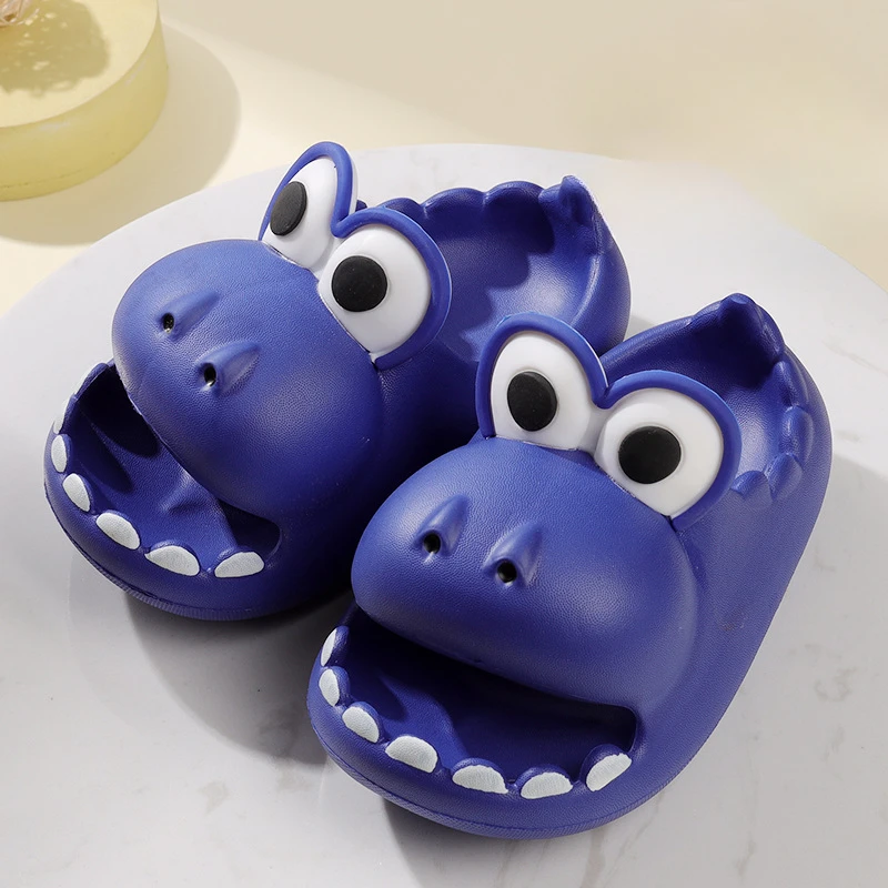 Kids Summer Slippers Boys Girls Shoes 3D Cute Cartoon Dinosaur Slippers Antiskid Thick Bottom Children Light Beach Play Sandals