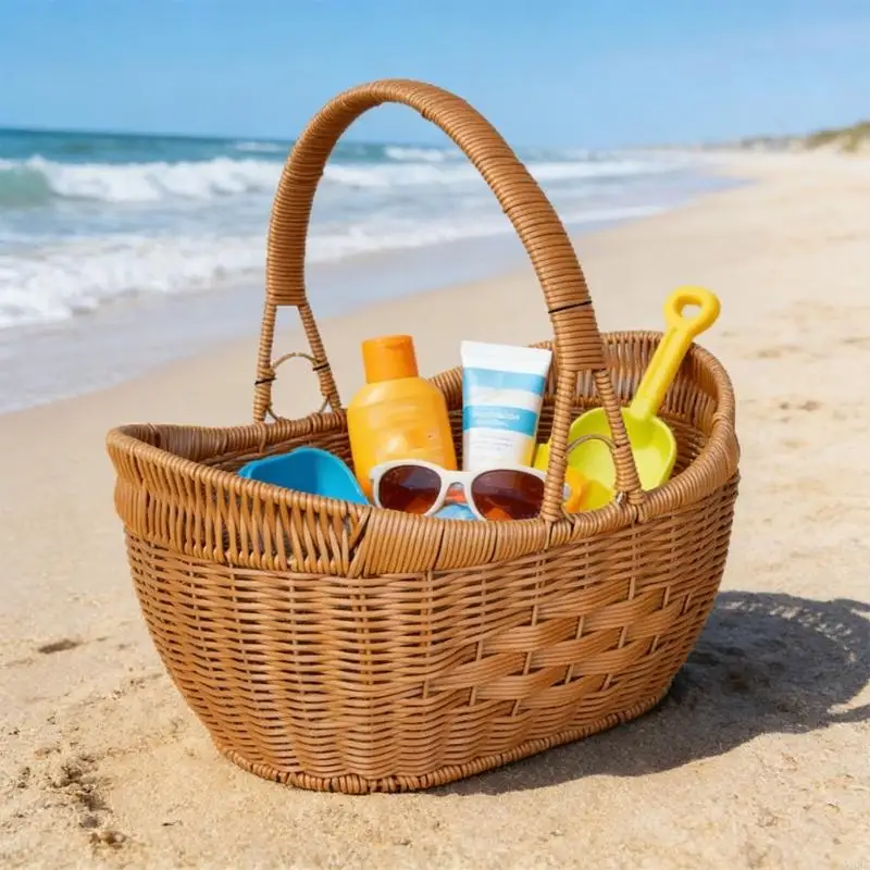 Stylish Plastic Weave Basket For Kitchen Storage And Gift Presentation X3UC