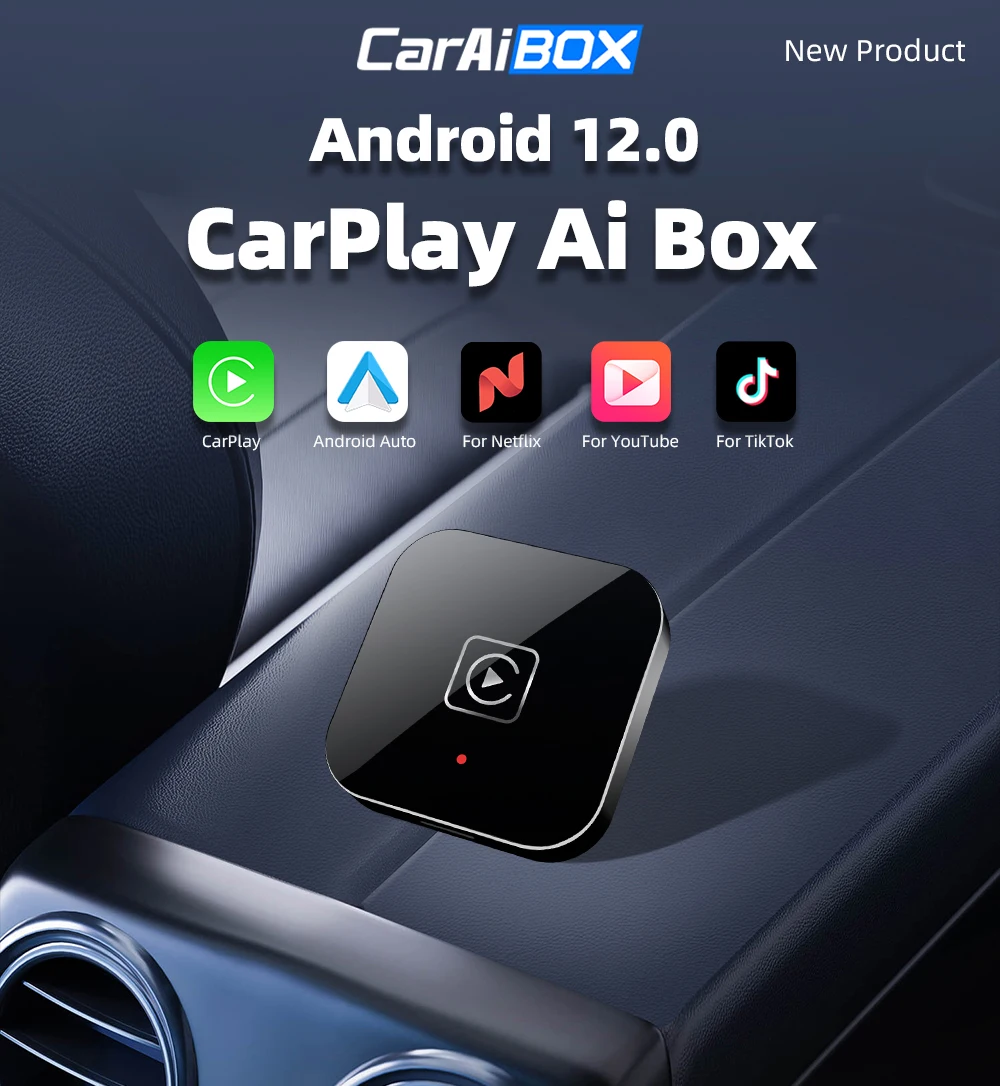 CarAiBOX 3in1 Android 12 Video BOX  Wireless CarPlay Android Auto Built-in Video Software Watch Online Videossor  Movies