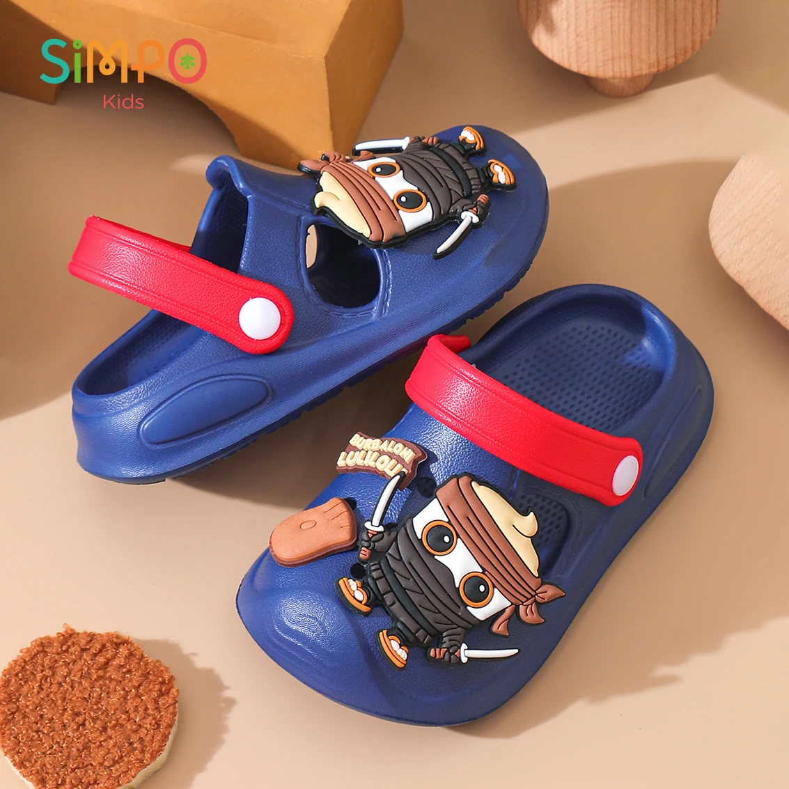 Cute Ninja Pattern Children's Slippers Summer Boys' Garden Shoes Soft Bottom Indoor Baby Outdoor Beach Sandals