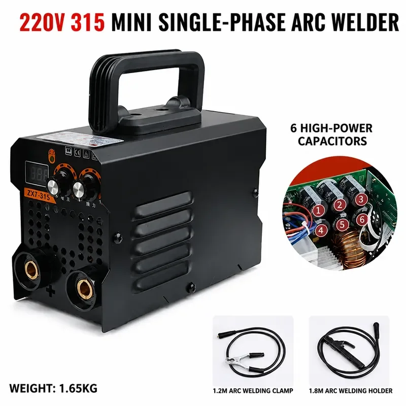 Portable DC Welding Machine 220V Six Capacitor High Power Small Household Inverter Welder Set for Large Metal Work