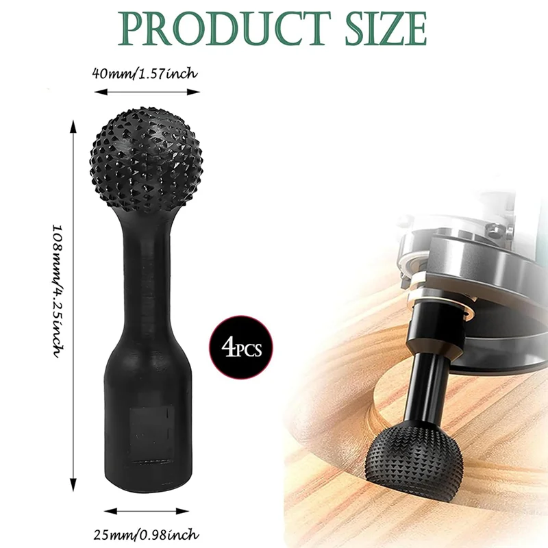 

A76I-4 Pcs Sphere Rotary Burr With 5/8-11 Threads For 4 1/2 And 5 Inch Angle Grinder Ball Gouge Angle Grinder Attachments