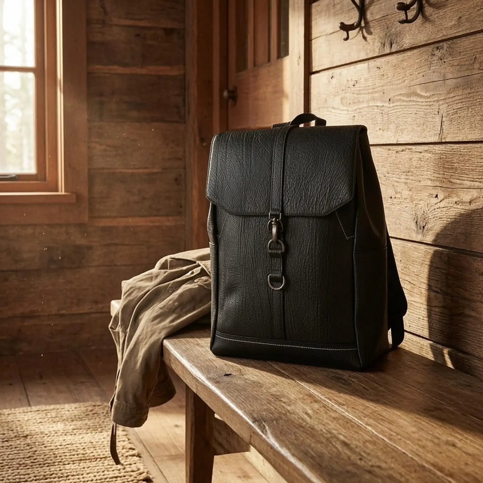 Top Layer Cowhide Travel Backpack Retro Canvas Rucksack for Work Weekend Trip 15 Inch Laptop Compartment Adjustable Straps