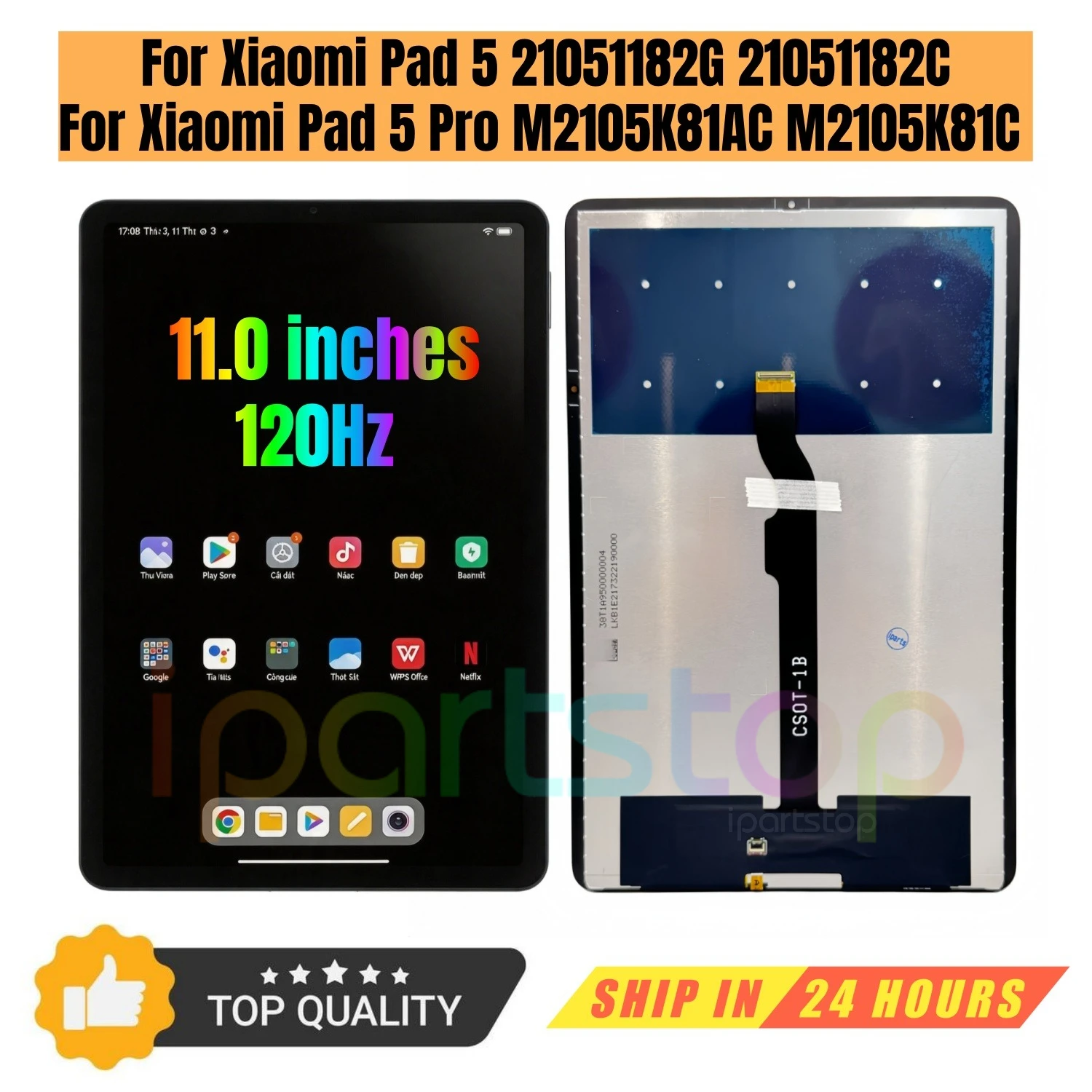 

iParts Replacement Display for Xiaomi Pad 5 21051182G 21051182C Pad5 Pro M2105K81AC M2105K81C 120hz LCD Screen Touch Assembly
