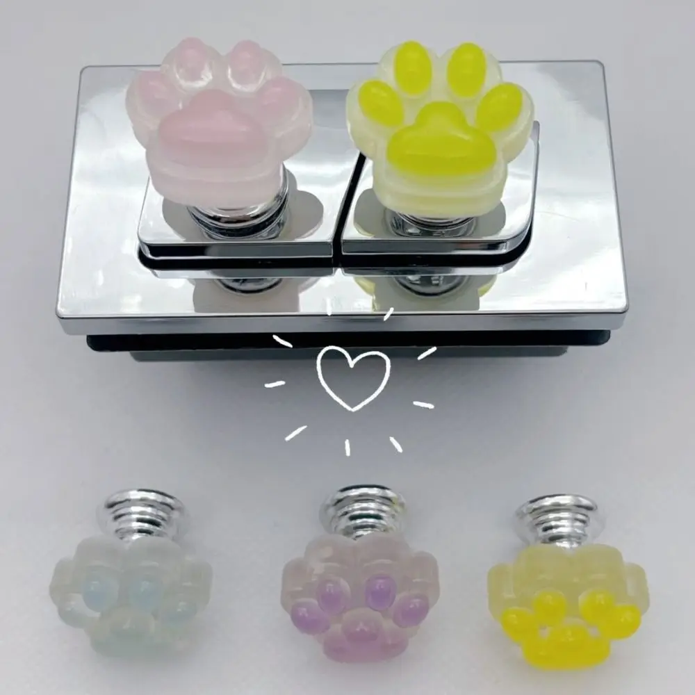 Creative Cute Luminous Toilet Press Nail Protector Push Switch Toilet Button Cat Paw Cartoon Water Tank Buttons Bathroom