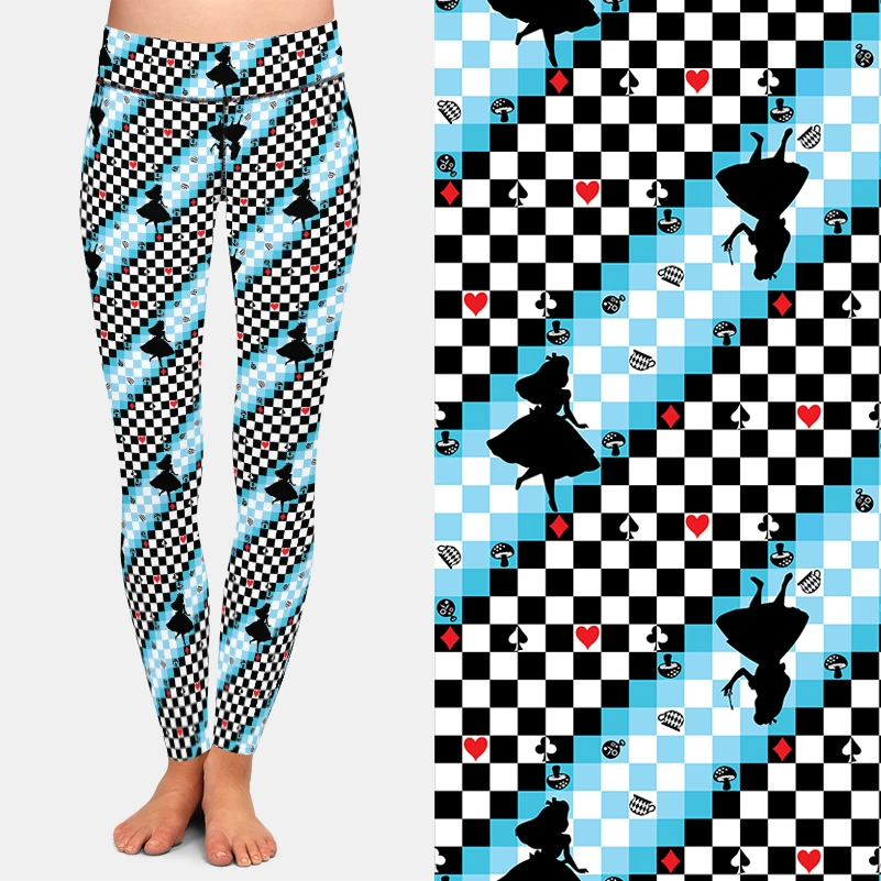 LETSFIND pantaloni di alta qualità 3D scacchiera e Leggins con stampa Maiden a vita alta Leggings completi elasticizzati morbidi per le donne