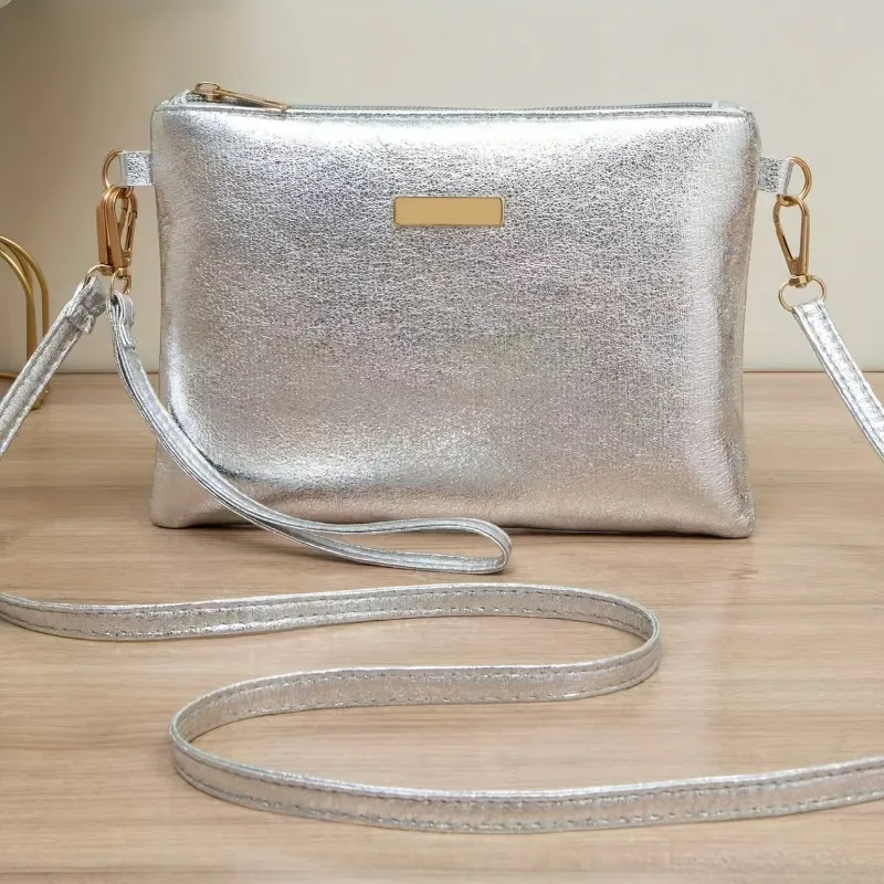 Casual Metallic Gold Mini Crossbody Bag, Shiny Women Shoulder Purse, Versatile for Parties, Dates Occasions Everyday Outings