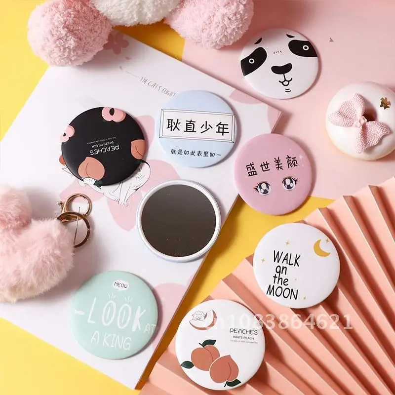 Portable Makeup Mirror Mini Hand Mirror Round Pocket Mirror Compact Makeup Vanity Mirror Cosmetic Tool Travel Accessories