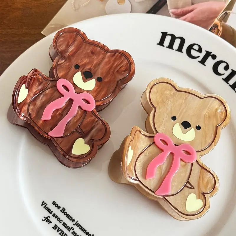 1 قطعة مشبك شعر الدب القطني اللطيف الجديد مع ملمس متقدم ، مشبك قبضة حمض الأسيتيك ، الجزء الخلفي من الرأس ، شعر ملفوف ، مشبك قبضة القرش