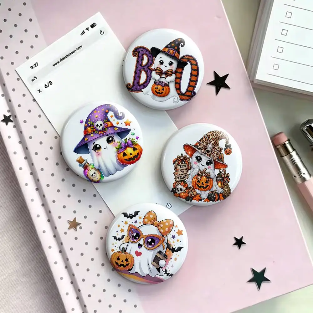 S-Sparkling Ghost pattern Laser Badge Creative Pins Brooch for Bag Clothes Hat Decor Gifts Fans Collect