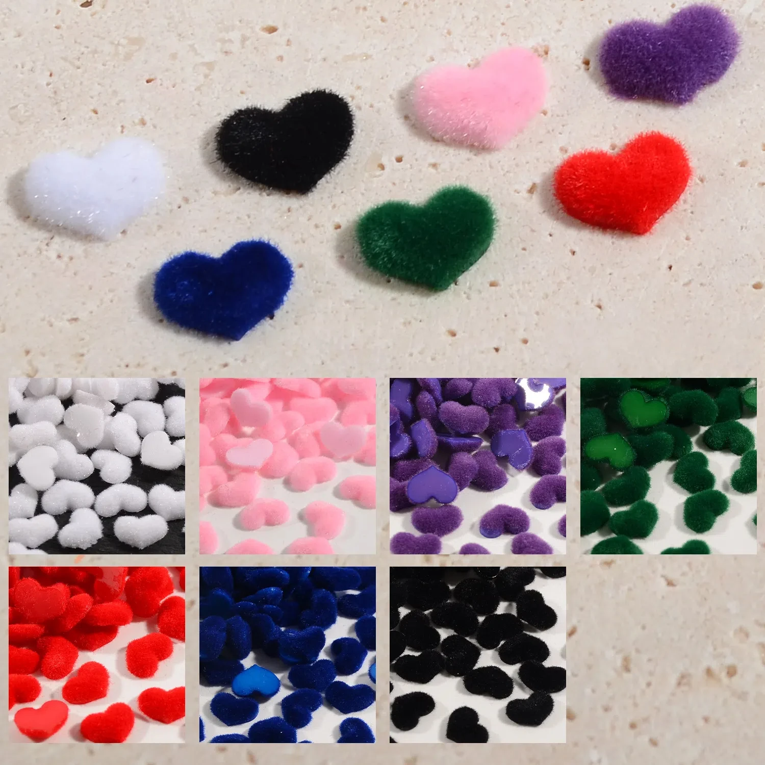 New Arrival! Resin Fluffy Mini Heart Nail Jewelry-Multi Color White/Black/Pink/Purple/Red/Green/Blue for High - End & Versatile