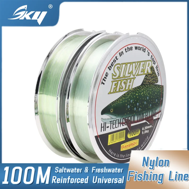 SKY 100M Fishing Line Reinforced Universal Well Hiding Nylon Wire Saltwater or Freshwater Fishing Line Accessories Tackle