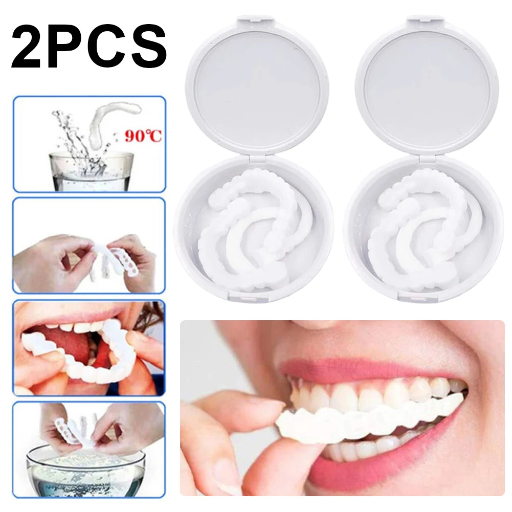 

Зубные протезы-накладки на 2 верхних и 2 нижних зуба (упаковка в круглой коробке)