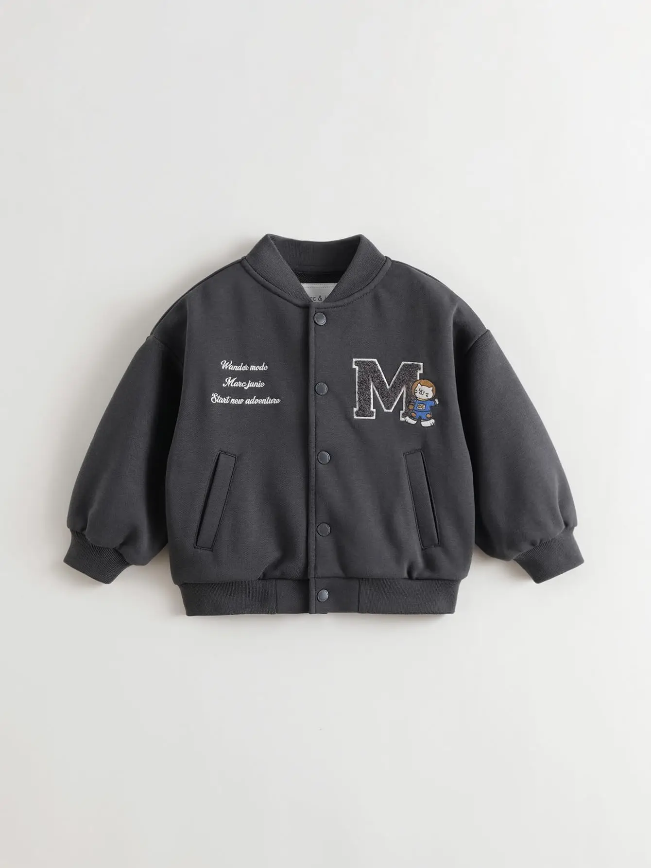 

MARC & JANIE Toddler Boy Casual Campus Letter Print Soft Baseball Jacket Outerwear for Autumn 551131
