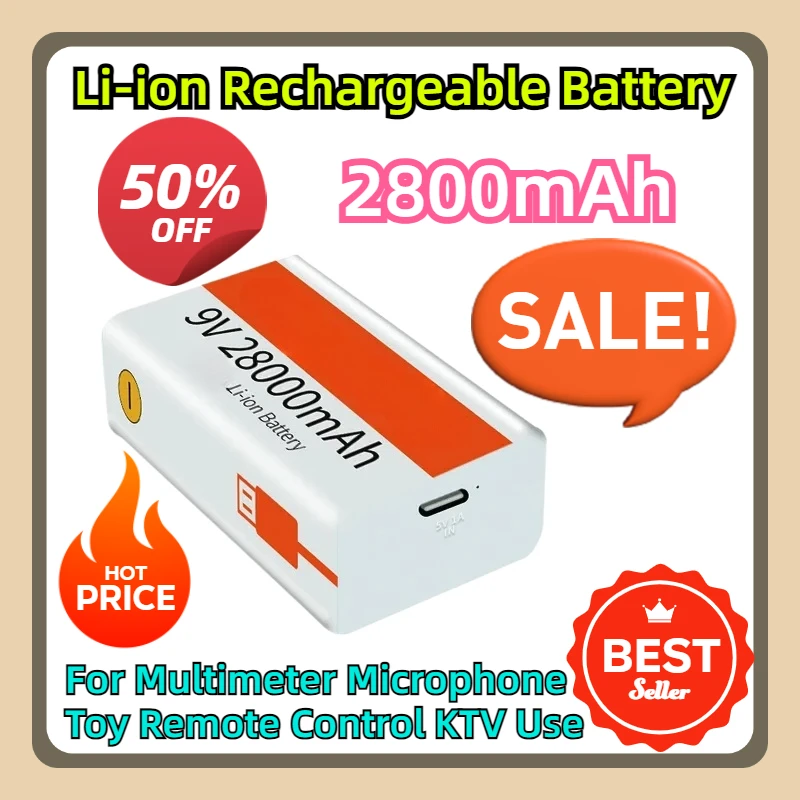 

For Multimeter Microphone Toy Remote Control KTV Use 2023 9V 28000mAh Li-ion Rechargeable Battery Micro USB Batteries9 V Lithium