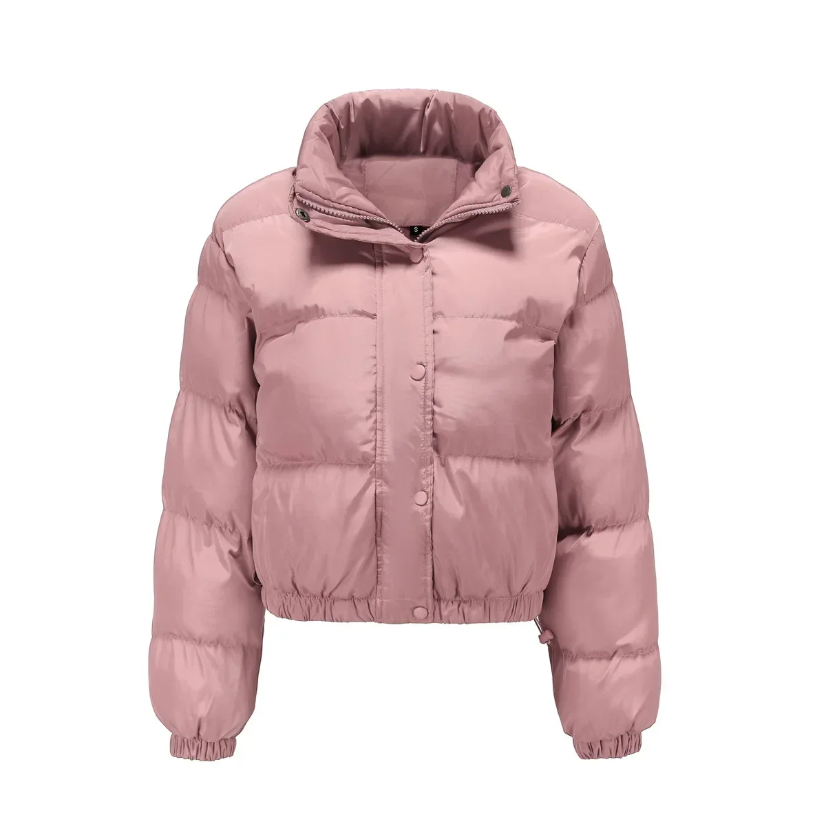 Custom LOGO autumn winter women's clothing short cotton clothes long sleeves high neck warm jacket loose casual cotton-padded