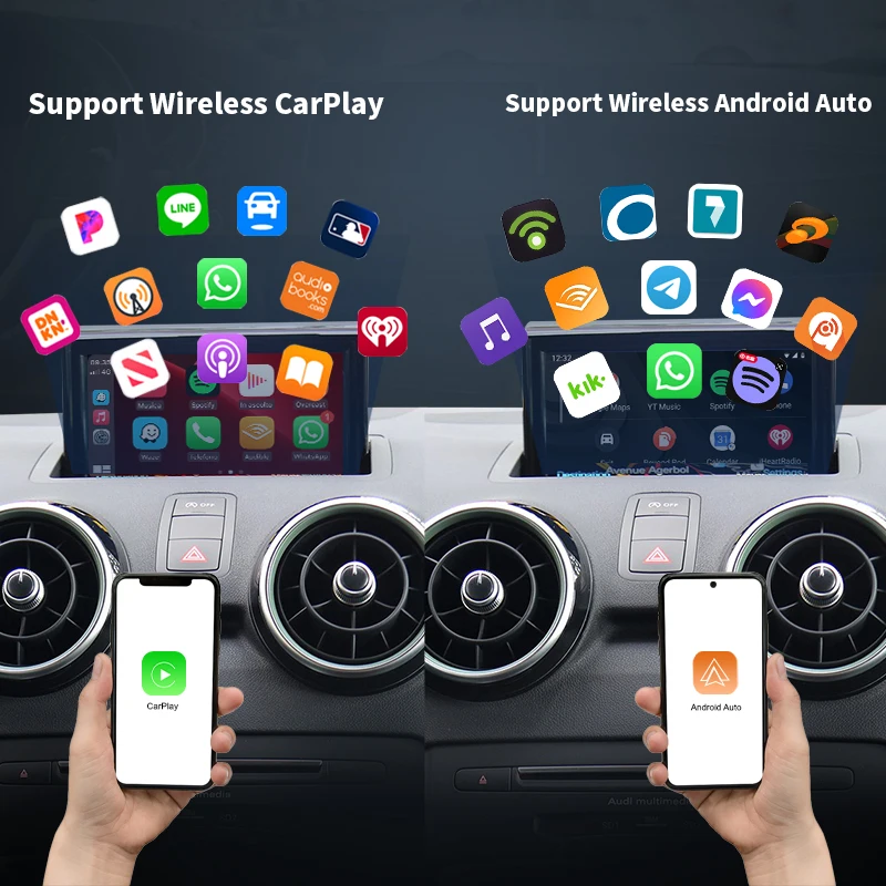 Wireless CarPlay for Audi A1 2012-2018 MMI RMC 2G 3G Car Play Android Auto Mirror-Link Retrofit Box Support Rear/Front Cameras