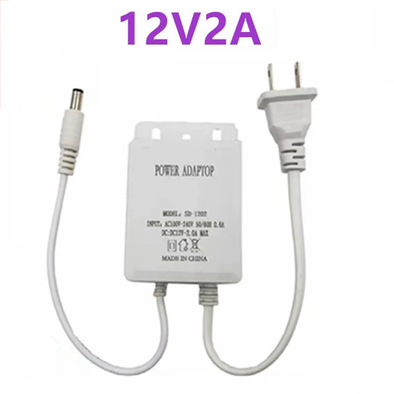 12V2A Power Adapter Security Equipment AC to DC Supply Charger for Monitoring Camera Outdoor Waterproof Rainproof 24W Adapter