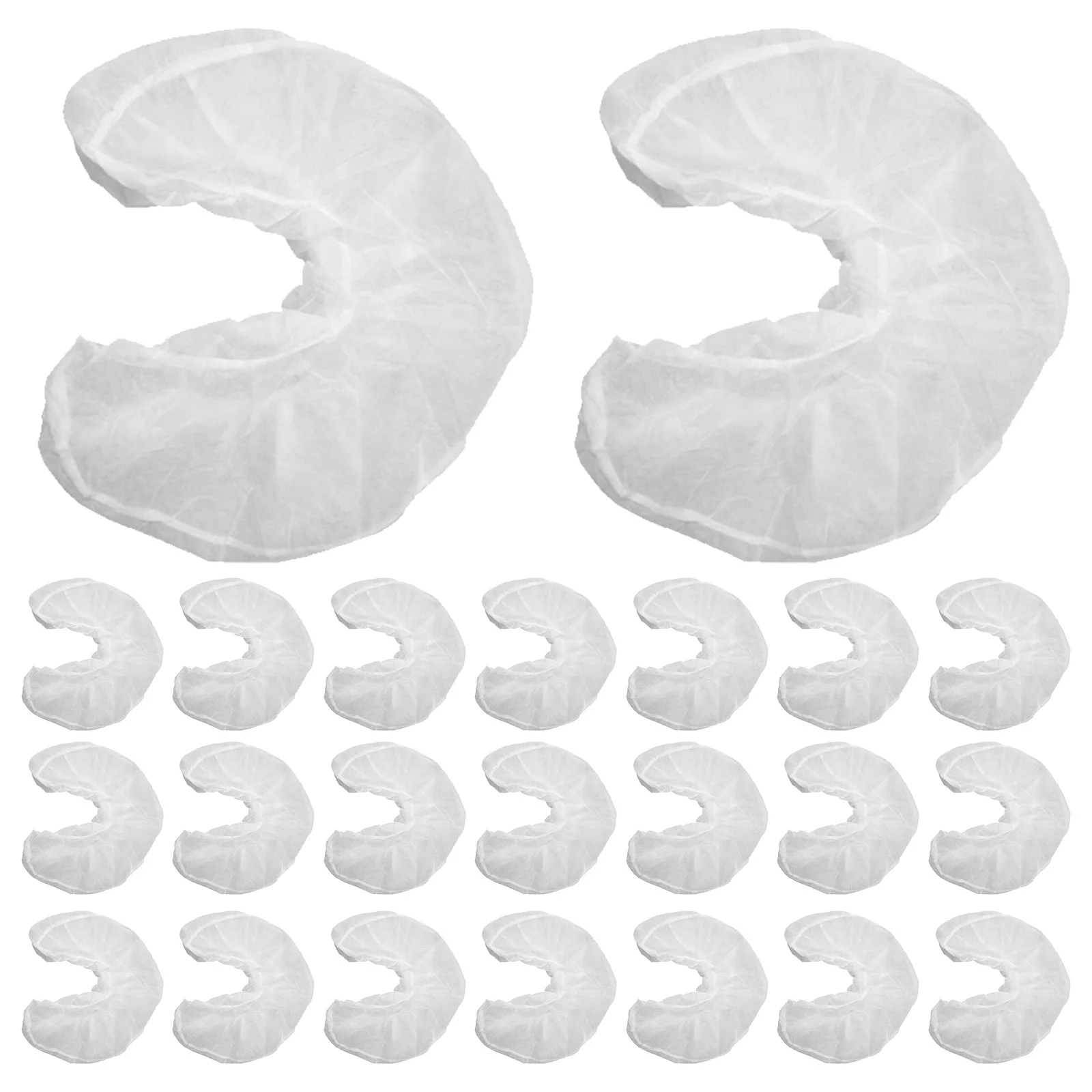 

50Pcs Elastic Non-Woven U Pillow Covers Disposable Headrest Slip for Spa Salon Acupuncturist Use White Disposable Pillow Covers