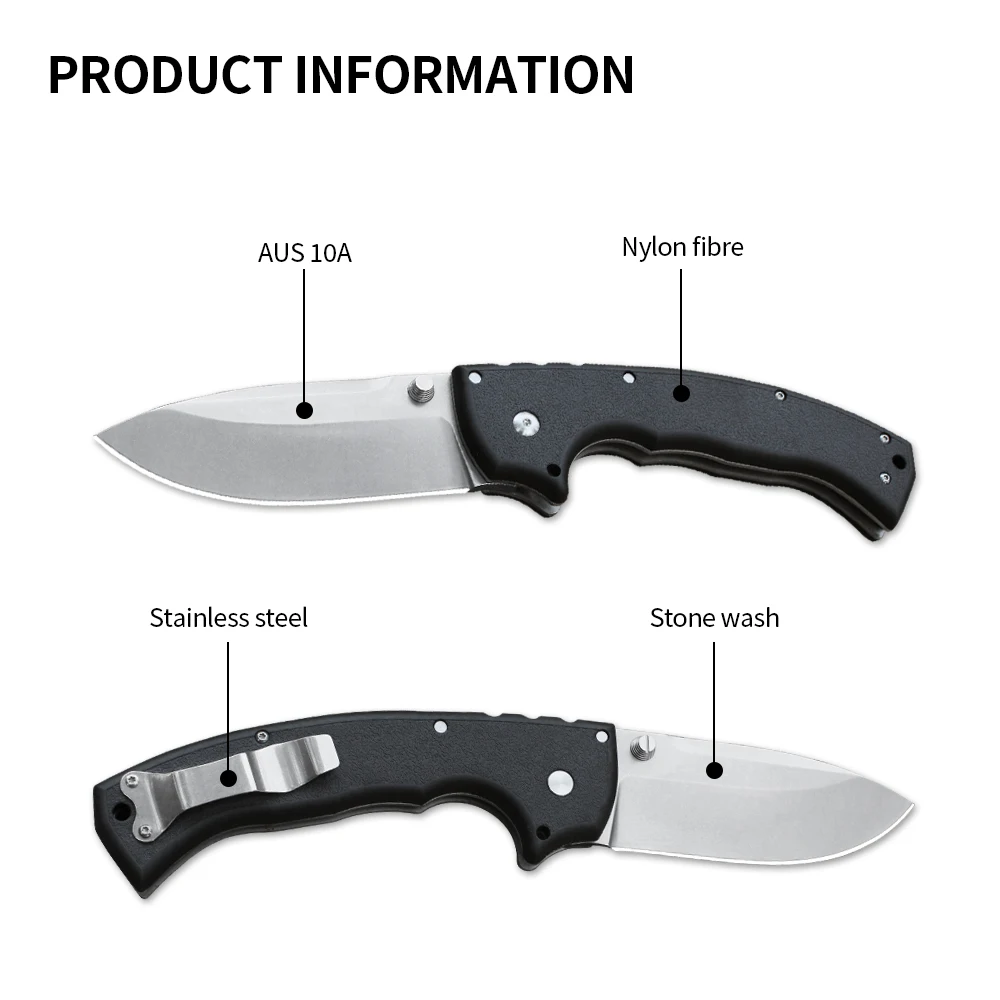 Cold Pocket Folding Knife AUS-10A Steel Blade EDC Military Tactical Combat Outdoor Camping Multipurpose Cool Knives for Men 62RQ