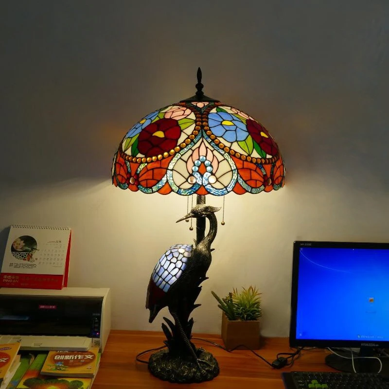 New Arrival Tiffany Table Lamps D51cm H86cm Luxurious Ancient Garden E27 Bedside Lamps Living Room Decoration Bedroom Table Lamp