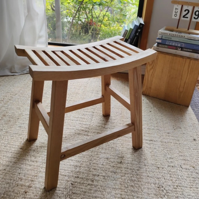 

Natural Solid Wood Saddle Stools Living Room Sofa Kids Dining Chair Curved Seat Coffee Table Sturdy Modern Furniture for Home