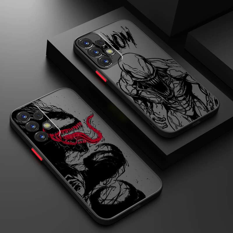 Venom Popular Art Cool Marve Frosted Translucent For Samsung Galaxy S24 S23 S22 S21 S20 FE S10 S9 S8 Plus Ultra Pro 5G Matte