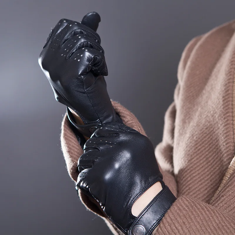 Guantes de piel de oveja para mujer, manoplas antideslizantes para pantalla táctil, conducción deportiva, motocicleta, 1 par