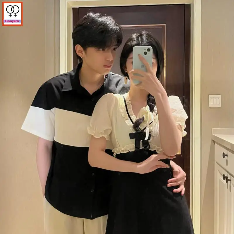 Matching Couple Clothes 2024 Holiday Honeymoon Summer Outfits Date Girls Boyfriend Female Male Lovers Cute Holiday Shirt Dress