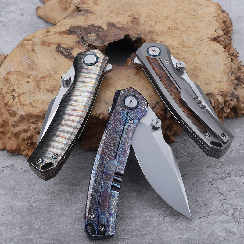 

VG10 steel blade, titanium alloy handle, folding knife, outdoor survival, camping, cutting, self-defense, portable tool knife