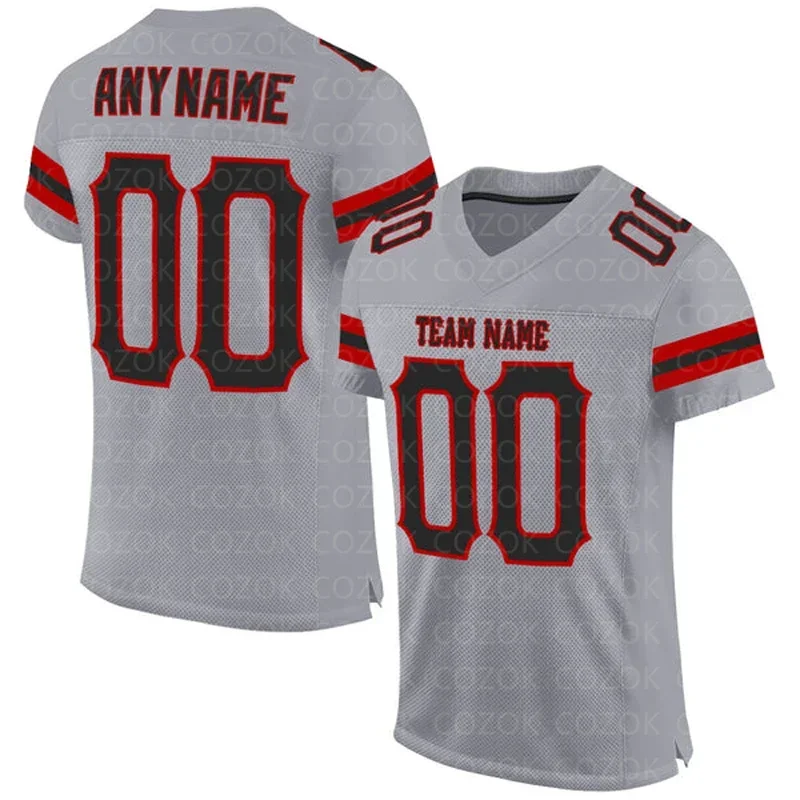 Grey Black Blue Customized Football Jersey for Men Football Short Sleeves Athletic Tee Shirts