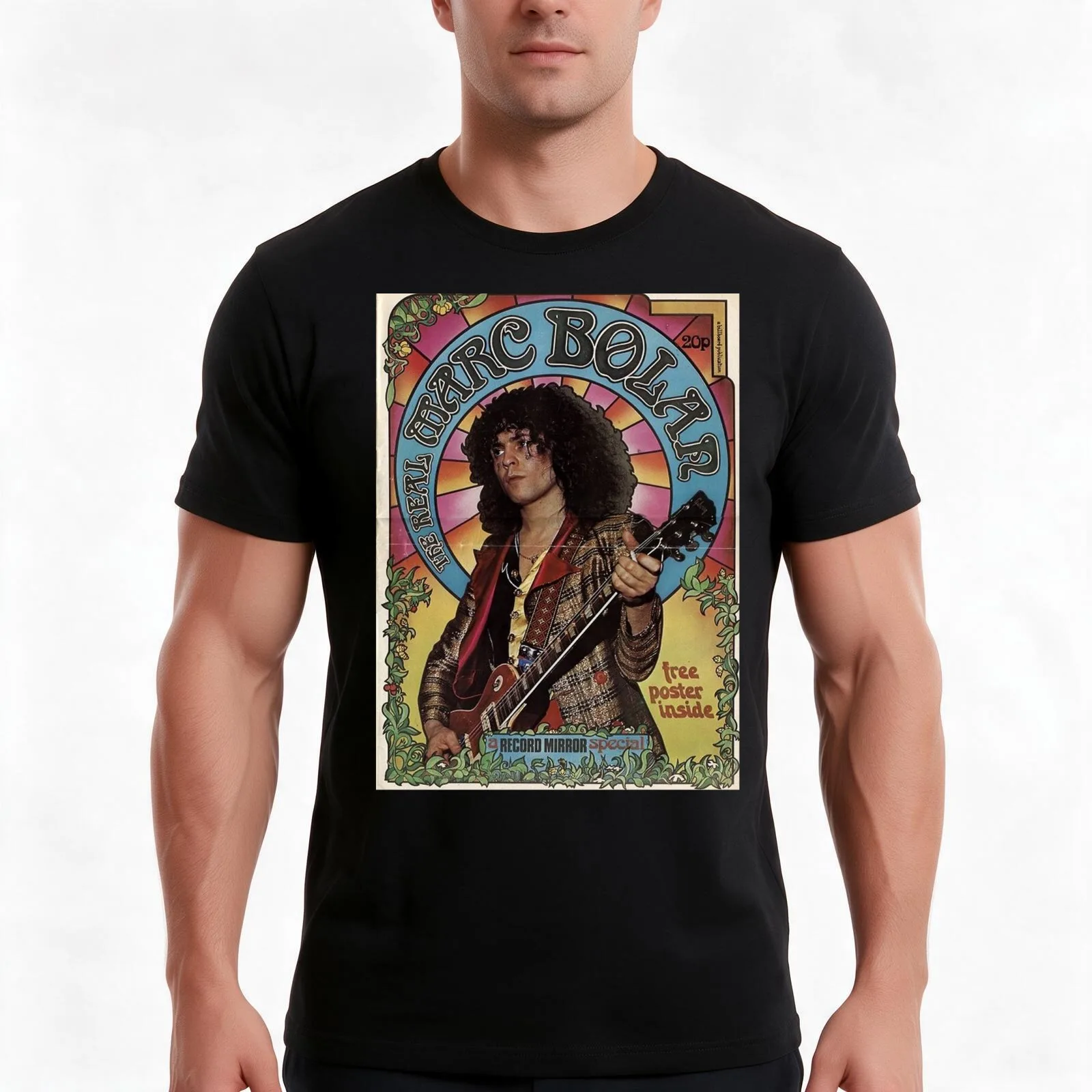 Marc Bolan T-Shirt, Summer Casual Cotton Tee, Oversized Streetwear Tops, Vintage Graphic Print, Loose Fit Short Sleeve