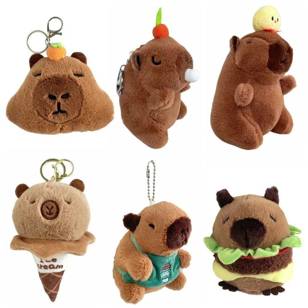 Multicolor Plush Capybara Keychain Cute Capybara Stuffed Animals Cartoon Capybara Pendant Car Ornament Toy Capybara Doll Keyring