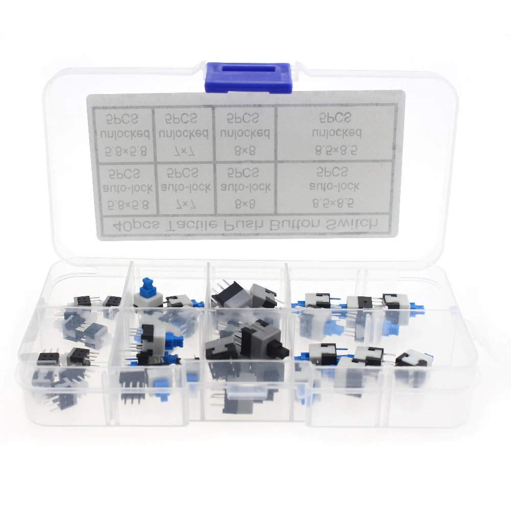 40PCS/LOT 8.5x8.5 8x8 7x7 5.8x5.8mm Self-Locking/Unlocked Push Tactile Power Micro Switch Kit 6 Pin Button Switches