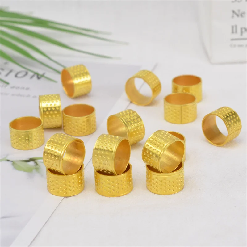 

10pcs DIY Crafts Thickened Copper Sewing Thimbles Needle Safety Tools Golden Tailor Finger Protector