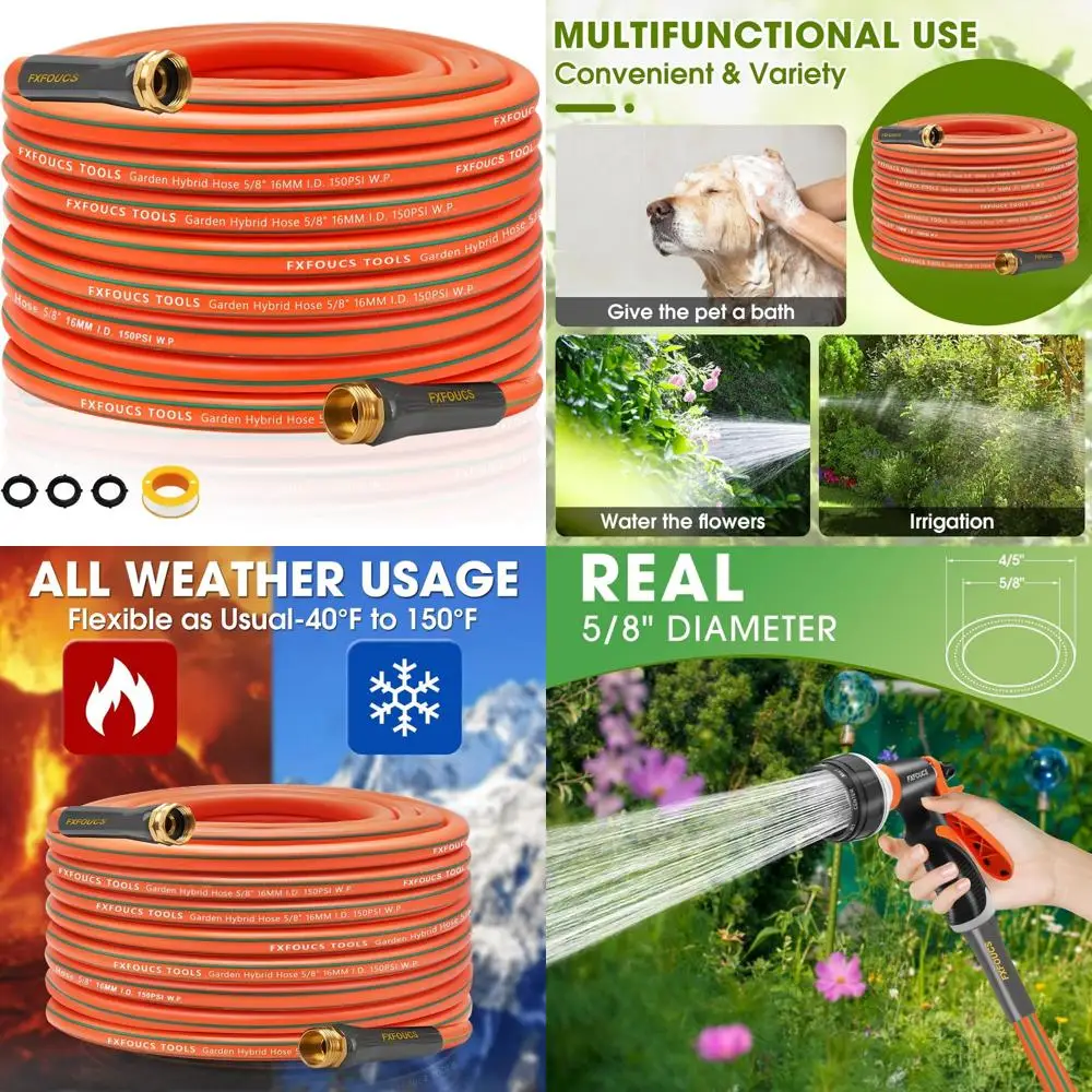 

Durable 5/8 Inch Garden Hose with 600 PSI Burst Pressure, Lightweight and Flexible, All-Weather Watering Solution
