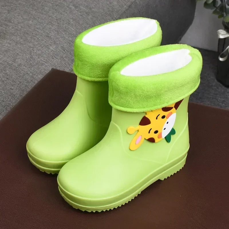 Removable Plush Rain Boots Toddler Waterproof Children Shoes Eva Lightweight Warm Kids Water Shoes For Four Seasons