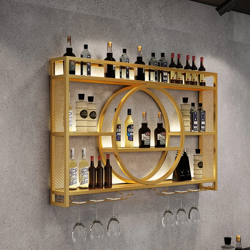 Metal Mounted Wine Cabinets Traditional Commercial Unique Storage Wine Rack Whisky Liquor Armario Para Vinos Home Decoration