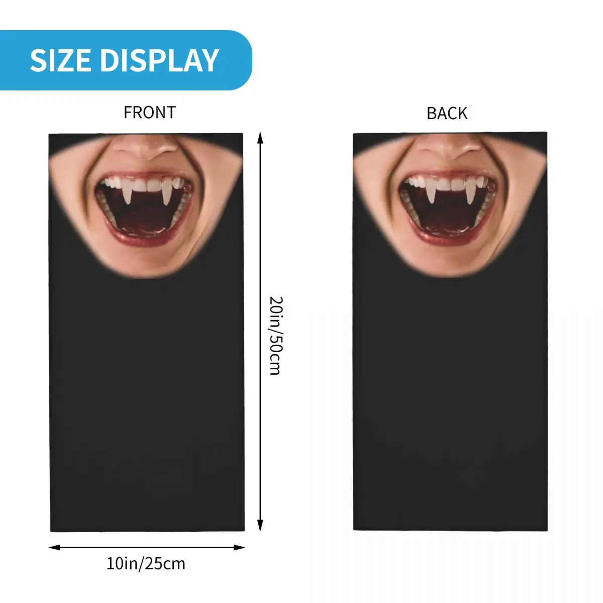 カスタムホラーヴァンパイアファングスバンダナウィンターネックウォーマー女性用防風ラップフェイススカーフスキーデビルゴーストゲイターヘッドバンド