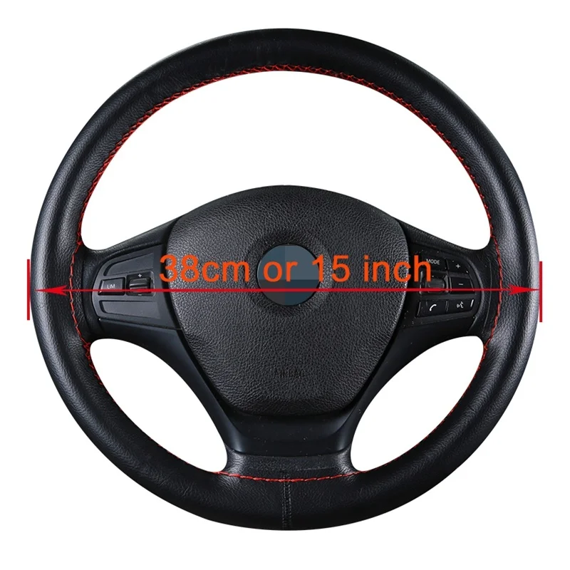 Braid On Steering Wheel Car Steering Wheel Cover Artificial Leather Diameter 38cm Auto Car Accessories With Needles And Thread