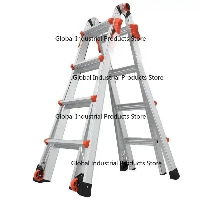 LT M17 Aluminum Multi-Use Ladder with Wheels 300 Lbs Rated Type 1A Heavy Duty Extension Ladder Home Improvement Tool