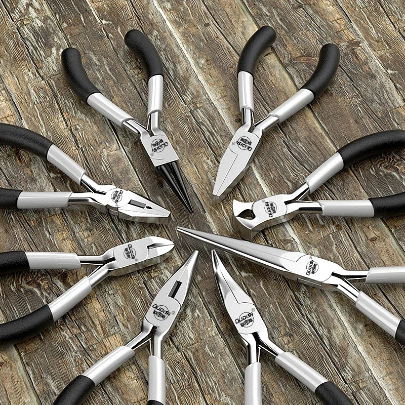 8 Pcs/Set Mini Jewelry Pliers Carbon Steel Jewelry Plier Sets Flat Nose / Sharp-Nose 5inch Mini Diagonal Pliers  Hand Tools Kit