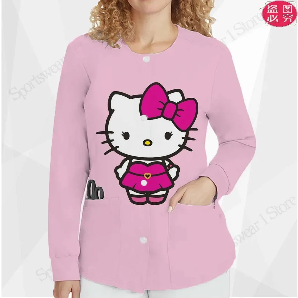 Nurse Uniform Autumn Women's Clothing Free Shipping Fashion Round Neck Cardigans for Woman Japan Long Sleeve Cartoon Jacket Tops