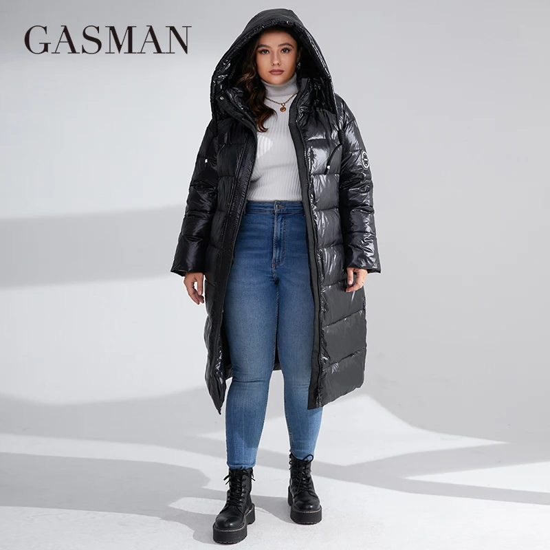 

GASMAM 2023 Winter Parkas Women Warm Long Classic zipper Lacing Design Pocket Hooded Loose Down Jacket Female Coats 82267