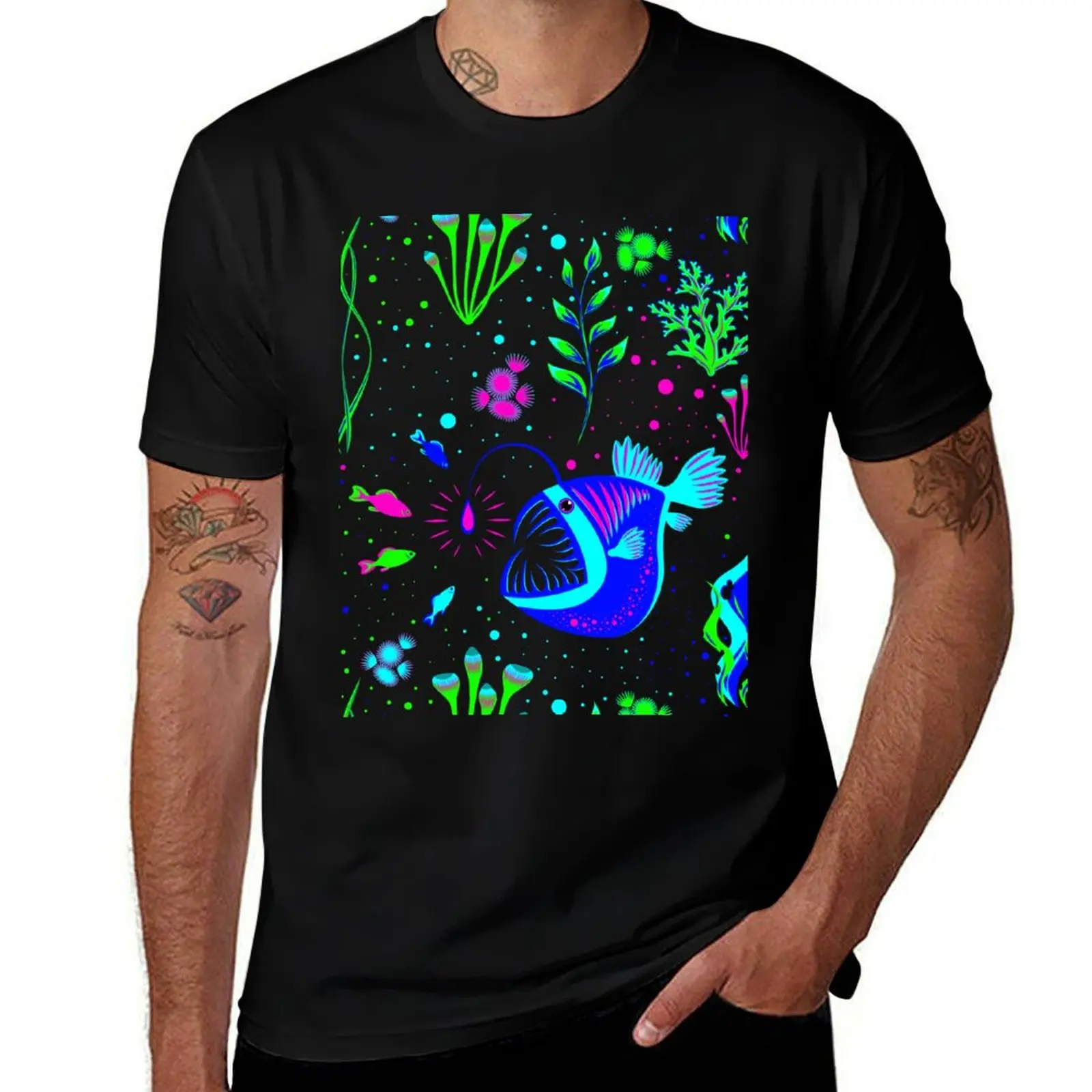 

Angler Fish and small fishs T-Shirt t shirt man cotton t shirts designer T-Shirt