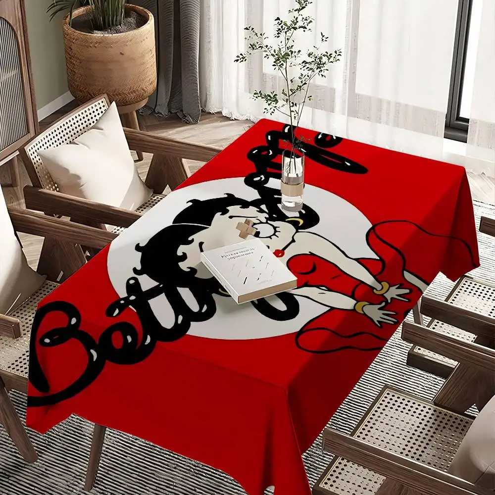 Hot Cartoon B-Betty B-BoopES Themed Polyester Tablecloths Cute Designs for Home Kitchens Dining Rooms Patios Tablecloth